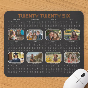 Tapis De Souris Calendrier photo 2026 Pleine année Black Mousepad