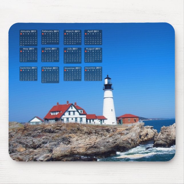 Tapis De Souris Calendrier principal de phare de Portland (Devant)