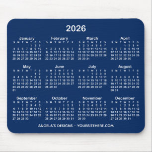 Tapis De Souris Calendrier promotionnel bleu marine et blanc