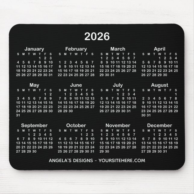 Tapis De Souris Calendrier promotionnel noir et blanc (Devant)