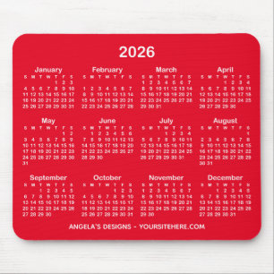 Tapis De Souris Calendrier promotionnel rouge vif et blanc