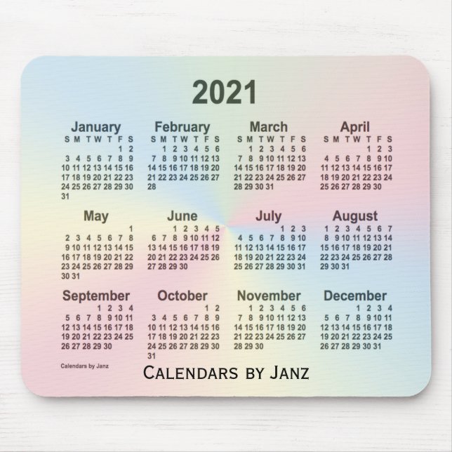 Tapis De Souris Calendrier Rainbow Cloud 2021 par Janz (Devant)