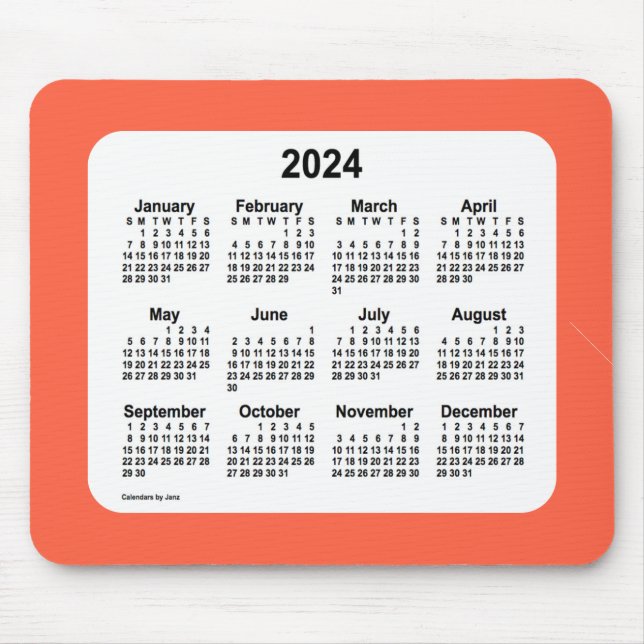 Tapis De Souris Calendrier rouge tomate 2024 par Janz Mouse Pad (Devant)