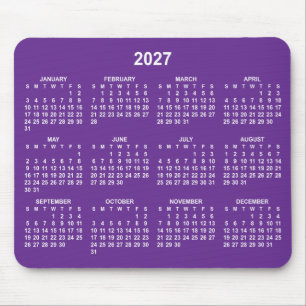 Tapis De Souris Calendrier Royal Violet et Blanc 2027