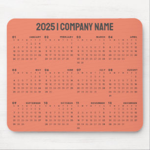 Tapis De Souris Calendrier Simple 2025 Nom de l'entreprise   Tout 
