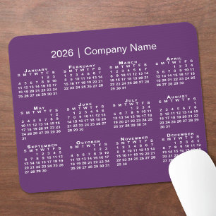 Tapis De Souris Calendrier simple 2026 Nom de l'entreprise sur fon
