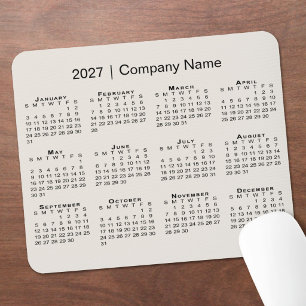 Tapis De Souris Calendrier simple 2027 avec nom de l'entreprise Be