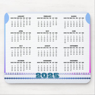 Tapis De Souris Calendrier simple et mignon 2025 Mousepad