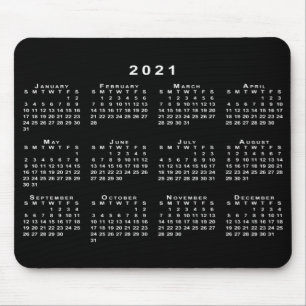 Tapis De Souris Calendrier simple noir et blanc 2021