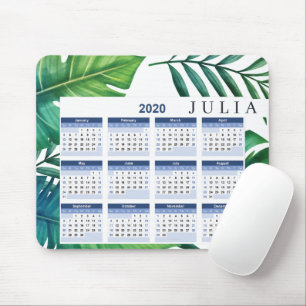 Tapis De Souris Calendrier Tropical Personnalisé Feuilles 2020