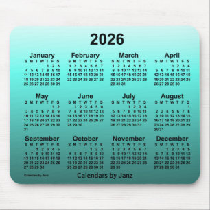 Tapis De Souris Calendrier Turquoise défraîchi 2026 par Janz Mou