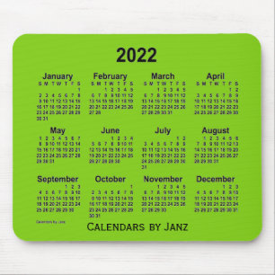Tapis De Souris Calendrier vert jaune 2022 par Janz Mouse Pad