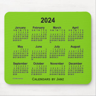 Tapis De Souris Calendrier vert jaune 2024 par Janz Mouse Pad