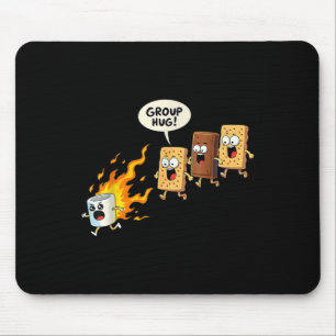 Tapis De Souris Câlins de groupe Feu de camp Guimauves Drôles de c