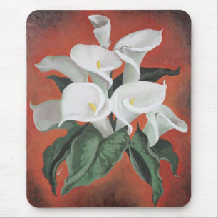 Tapis De Souris Calla Lilies On A Red Background