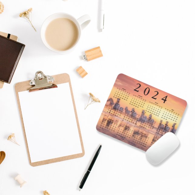 Tapis De Souris Camargue Chevaux blancs au coucher du soleil Calen (Créateur téléchargé)