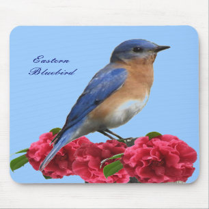 Tapis De Souris Camélia oriental Mousepad d'oiseau bleu