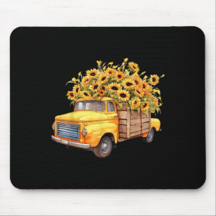 Tapis De Souris Camion à ordures jaune tournesol automne Halloween