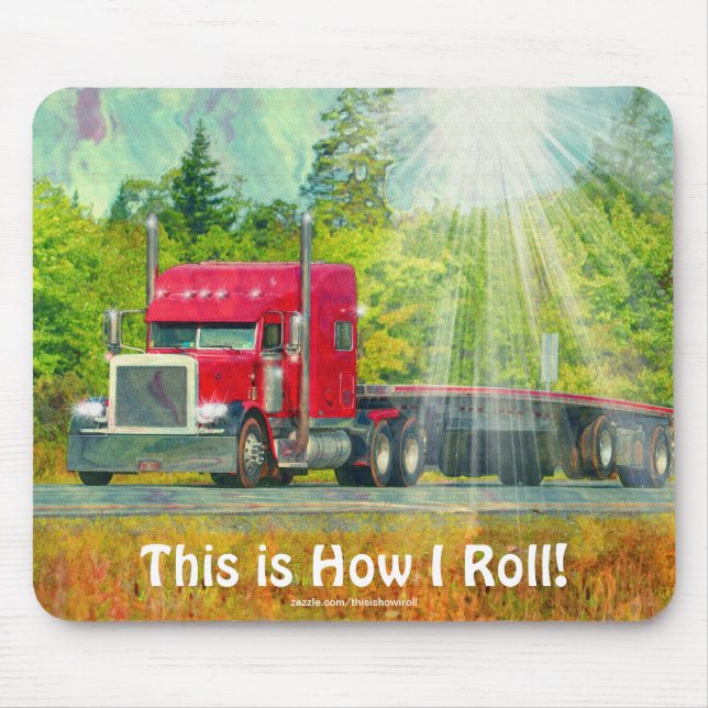 Tapis De Souris Camion de fret rouge pour enfants et camionneurs (Devant)