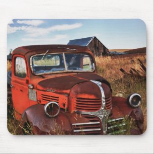 Tapis De Souris Camion Dodge orange rouillé avec ferme abandonnée