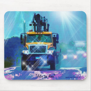 Tapis De Souris Camion jaune de bois de charpente dans l'art