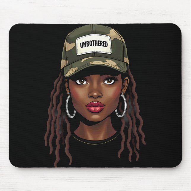 Tapis De Souris Camo Juneteenth Imperturbable Fille Noire Loc'd _8 (Devant)
