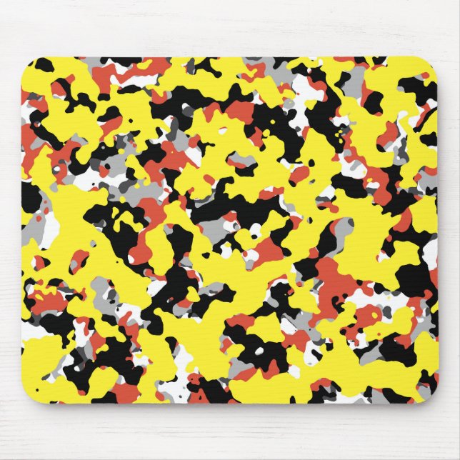 Tapis De Souris Camouflage jaune rouge gris noir (Devant)