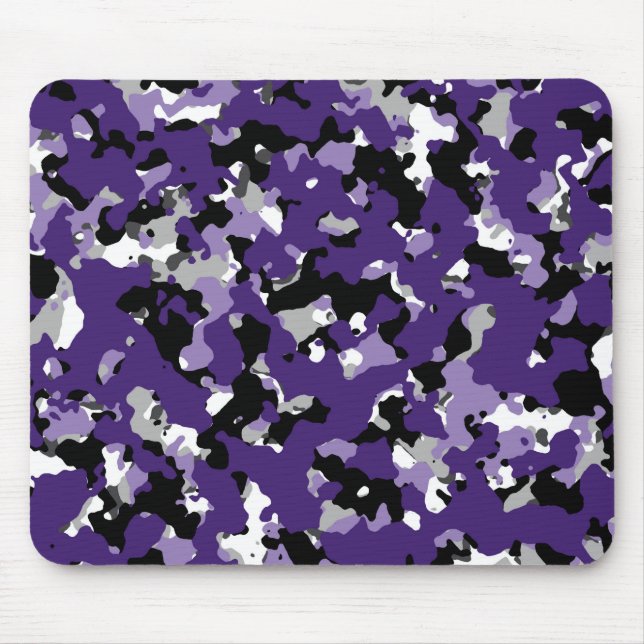Tapis De Souris Camouflage noir blanc violet gris (Devant)