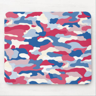 Tapis De Souris Camouflage rouge blanc et bleu