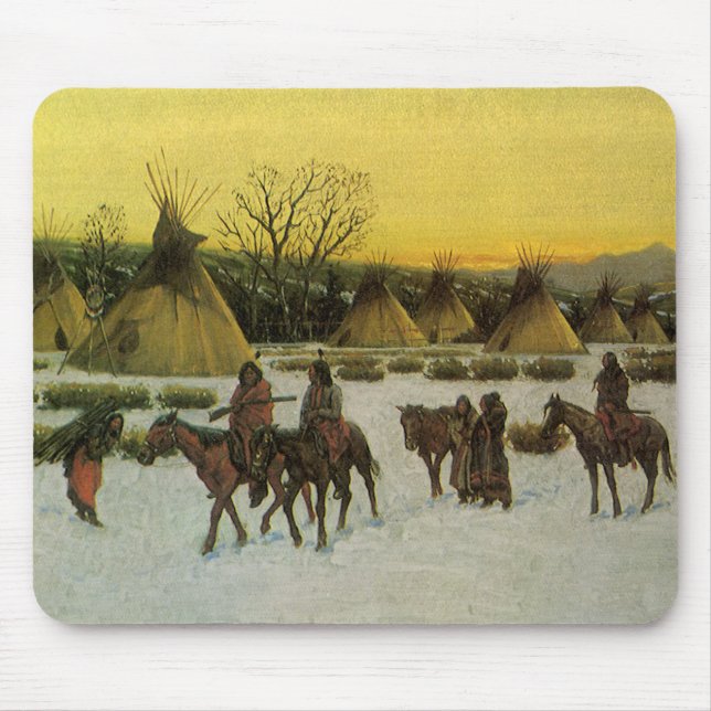 Tapis De Souris Camp de Sioux à Wounded Knee par John Hauser (Devant)