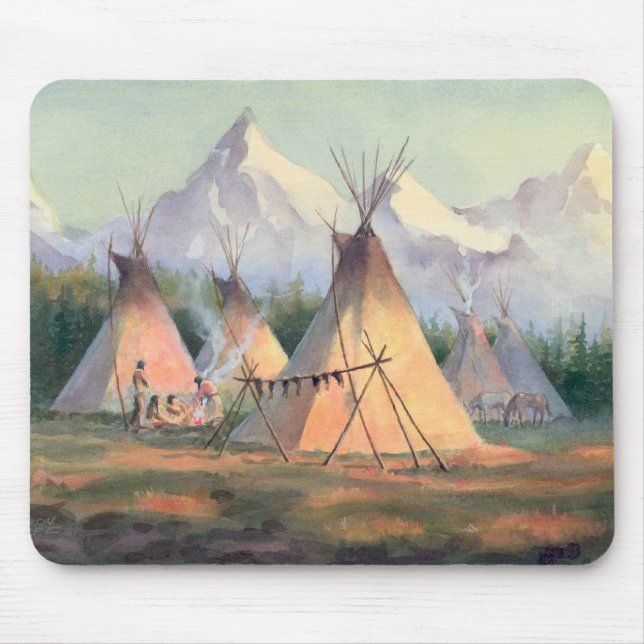 Tapis De Souris CAMP INDIEN de TIPI par SHARON SHARPE (Devant)