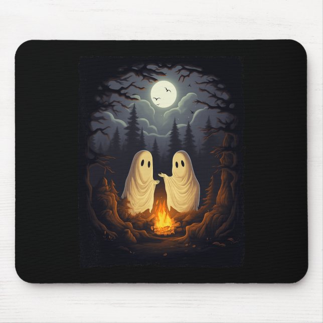 Tapis De Souris Camping vintage Feu de Campagne Gothique Halloween (Devant)