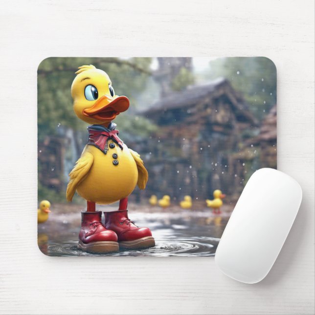 Tapis De Souris Canard Jaune Avec Botte De Pluie Rouge (Avec souris)