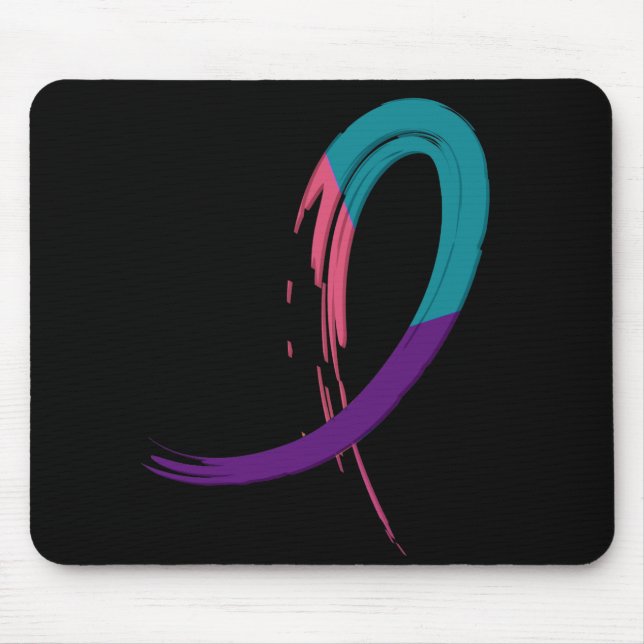 Tapis De Souris Cancer de la thyroïde Teal, pourpre, et ruban A4 (Devant)