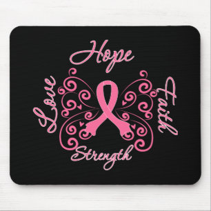 Tapis De Souris Cancer du sein de force d'amour de foi d'espoir