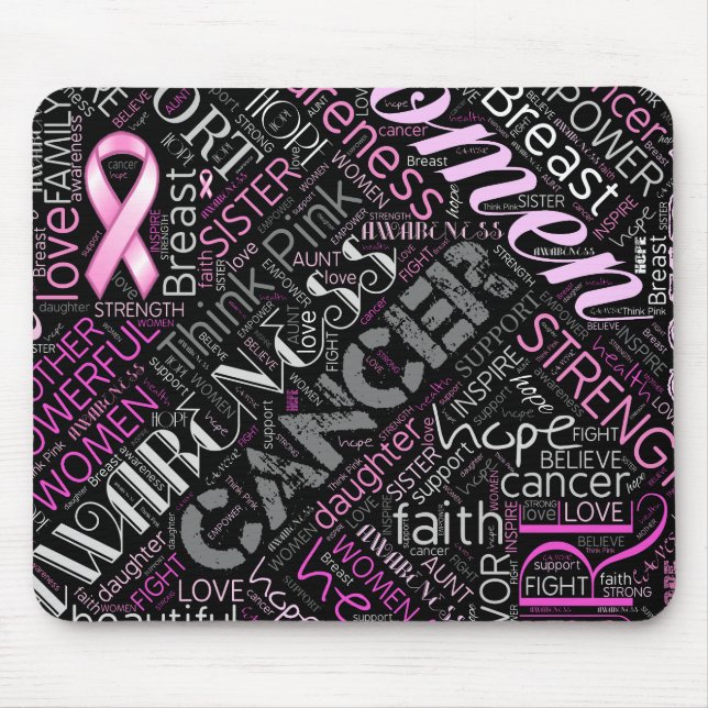 Tapis De Souris Cancer du sein Sensibilisation Mot Cloud ID261 (Devant)