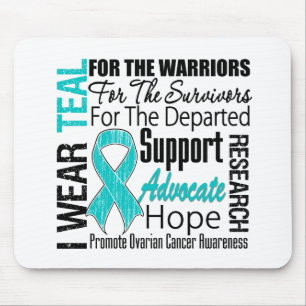 Tapis De Souris Cancer ovarien je porte l'HOMMAGE turquoise de