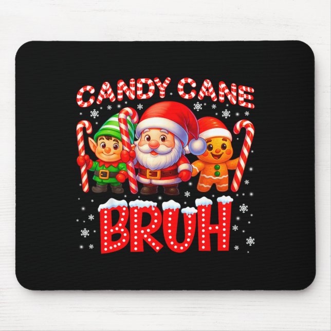 Tapis De Souris Candy Cane Bruh Cute Santa Elf Christmas Xmas Boy  (Devant)