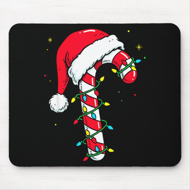 Tapis De Souris Candy Cane Christmas Shirt Santa Hat Family Matchi (Devant)
