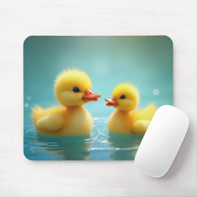 Tapis De Souris Canettes Jaunes Nager Sur Eau Bleue (Avec souris)