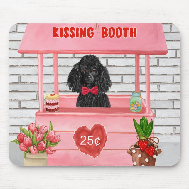Tapis De Souris caniche Chien Valentine's Day Kissing Booth (Devant)
