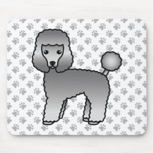 Tapis De Souris Caniche jouet gris Chien de dessin animé mignon