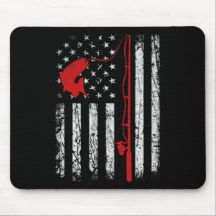 Tapis De Souris Canne à pêche Drapeau Américain Cadeaux de pêche p