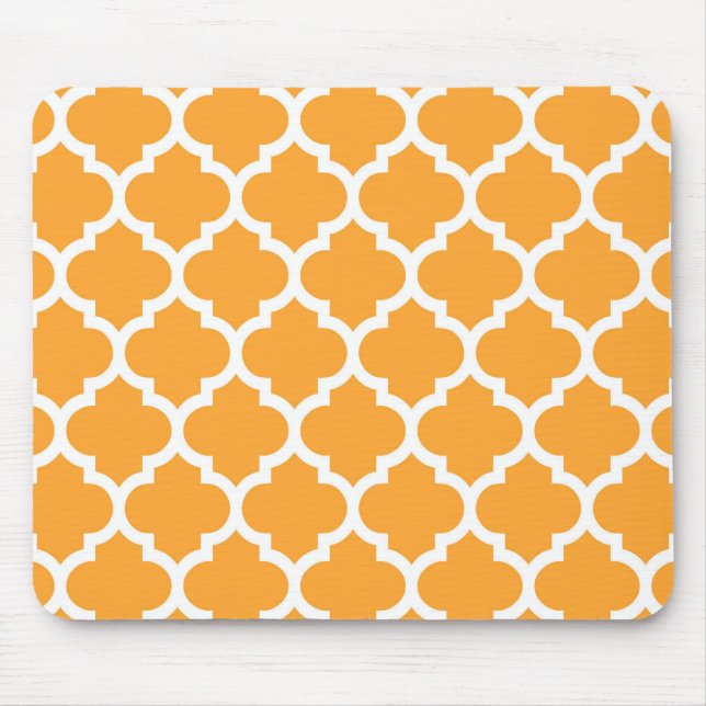 Tapis De Souris Cantaloupe Blanc Marocain Quatrefoil Motif #5 (Devant)