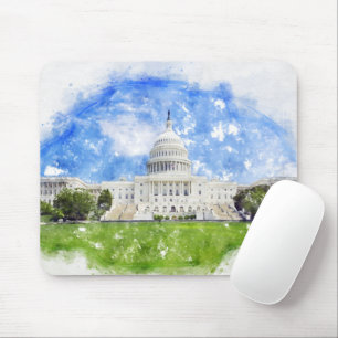 Tapis De Souris Capitol américain à Washington DC Pastel Draw