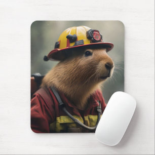 Tapis De Souris "Capybara à la Secourt : Pompier Extraordinair