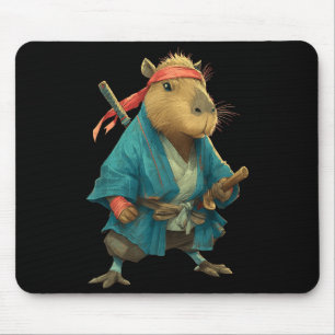 Tapis De Souris Capybara Ninja Samouraï Japon Drôle Graphique Japo