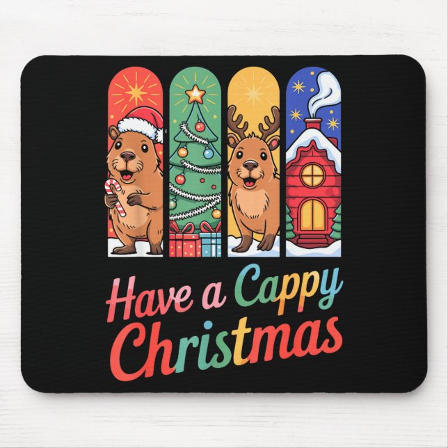 Tapis De Souris Capybara Reindeer Xmas Have A Capy Christmas  (Devant)