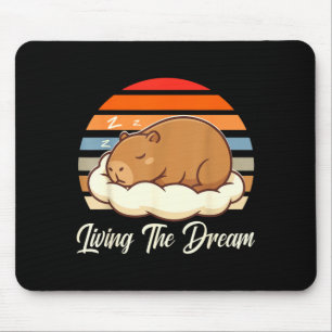 Tapis De Souris Capybara sleepybara vivant le rêve rétro vintage