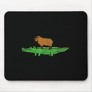 Tapis De Souris Capybara Sur Crocodile Capy Alligator Rongeur Homm